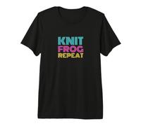Knit Frog Repeat Funny Knitter Knitting Retro Disco Graphic Premium T-Shirt