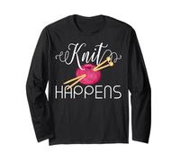 Knit Happens Funny Knitting Crafter Knitters Pride Long Sleeve T-Shirt