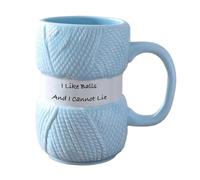 Knit Happens Funny Yarn Ball Ceramic Mug - Textured Knitting Lover Coffee Cup, Cute Whimsical Gift for Crocheters, Crafters, Handmade Enthusiasts, 11oz