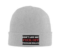 Knit Hat Dont Like Me Fuck Off Problem Solved Black Classic Knitted Skull Cap Soft Knit Beanie for Hiking Outdoor Sports