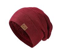 Knit Hat for Women Men Fleece Lined Ski Winter Cap Warm Knit Earflap Hat Unisex Classic Knit Windproof Winter Gifts for Family and Friends 2024 Red