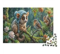Knit-hat Loris 1000 Piece Puzzle Rainforest Drizzle for Relaxation Brain Training Retirement Gift Housewarming Gift for Advanced Puzzlers 52x38cm/1000pcs