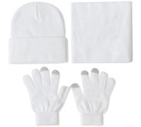 Knit Hat Scarf and Gloves Set Warm | Three Piece Outdoor Bundle Featuring Conductive Fingertips for Phone Use and Soft Warm Knit Layers