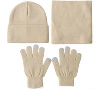 Knit Hat Scarf and Gloves Set Warm | Three Piece Outdoor Bundle Featuring Conductive Fingertips for Phone Use and Soft Warm Knit Layers