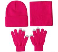 Knit Hat Scarf and Gloves Set Warm | Three Piece Outdoor Bundle Featuring Conductive Fingertips for Phone Use and Soft Warm Knit Layers