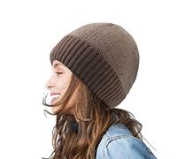 Knit Hat Thermal Fleece Lined Beanies SkullCap Womens Winter Woolen Hat Womens Loose Woolen Hat Oversized Knitted Warm Winter Hat Suitable For Cold Weather One Size Women Traditional (Khaki, One Size)