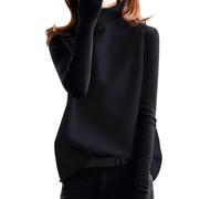 Knit Jumpers for Lady Casual Xmas 2025 Winter Tops Solid Color Undershirt Undershirt Female Autumn and Winter Collar Button Sleeveless Top Loose Thin Outwear Knit Shirt Black Turtle Neck (Black, L)