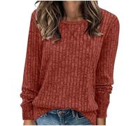 Knit Jumpers for Women UK, Ladies Sweater Plain Pullover Crew Neck Long Sleeve Jumper Tops Comfy Sweaters Baggy Blouse T-Shirt for Winter Fall Spring Yoga Gym Workout Outfits Activewear