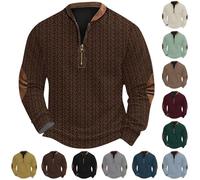 Knit Jumpers Mens, Half Zip Pullover Jacquard Sweatshirt Long Sleeve Sweater V Neck Jumper, Casual Knitwear Classic Workwear Oversized Sweatshirts Outwear Soft Comfy Loungewear S-5XL Green
