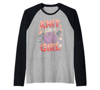 Knit Like A Girl Knitting Raglan Baseball Tee