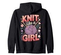 Knit Like A Girl Knitting Zip Hoodie