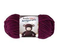 Knit Me Amigurumi Velvet Chenille Yarn, Chunky Yarn for Crochet, 50g/55m Super Soft Polyester for Teddies, Plush Toys and Blankets, EN71-3 and Oeko-Tex Certified, 5.5mm Hook (Plum)
