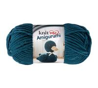Knit Me Amigurumi Velvet Chenille Yarn, Chunky Yarn for Crochet, 50g/55m Super Soft Polyester for Teddies, Plush Toys and Blankets, EN71-3 and Oeko-Tex Certified, 5.5mm Hook (Dark Teal