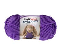 Knit Me Amigurumi Velvet Chenille Yarn, Chunky Yarn for Crochet, 50g/55m Super Soft Polyester for Teddies, Plush Toys and Blankets, EN71-3 and Oeko-Tex Certified, 5.5mm Hook (Purple)