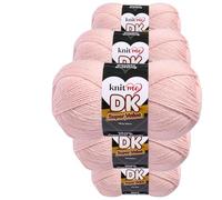 Knit Me DK Double Knitting Yarn Hypoallergenic Acrylic 5X 100g (Baby Pink)