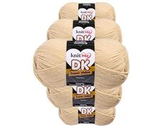 Knit Me DK Double Knitting Yarn Hypoallergenic Acrylic 5X 100g (Cream)