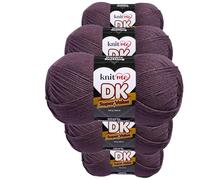 Knit Me DK Double Knitting Yarn Hypoallergenic Acrylic 5X 100g (Deep Plum)