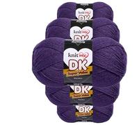 Knit Me DK Double Knitting Yarn Hypoallergenic Acrylic 5X 100g (Deep Purple)