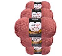 Knit Me DK Double Knitting Yarn Hypoallergenic Acrylic 5X 100g (Dusty Rose)