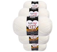 Knit Me DK Double Knitting Yarn Hypoallergenic Acrylic 5X 100g (Ecru)