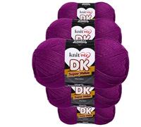 Knit Me DK Double Knitting Yarn Hypoallergenic Acrylic 5X 100g (Magenta)