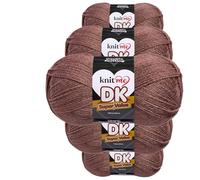Knit Me DK Double Knitting Yarn Hypoallergenic Acrylic 5X 100g (Mocha)