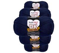 Knit Me DK Double Knitting Yarn Hypoallergenic Acrylic 5X 100g (Navy Blue)