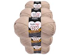 Knit Me DK Double Knitting Yarn Hypoallergenic Acrylic 5X 100g (Oatmeal)