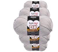 Knit Me DK Double Knitting Yarn Hypoallergenic Acrylic 5X 100g (Platinum Heather)