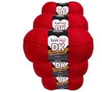 Knit Me DK Double Knitting Yarn Hypoallergenic Acrylic 5X 100g (Red)