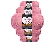 Knit Me DK Double Knitting Yarn Hypoallergenic Acrylic 5X 100g (Rose Pink)