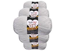 Knit Me DK Double Knitting Yarn Hypoallergenic Acrylic 5X 100g (Silver Mist)