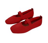 Knit Mesh Ballet Flats for Women Ladies Square Toe Slip on Mary Jane Shoes Breathable Wide Fit Casual Walking Shoes Soft Comfortable Ballerina Flats Office Work Footwear
