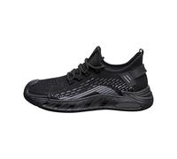 Knit Mesh Trainers For Men Summer Breathable Running Sneakers Comfortable Zero-Drop Sports Shoes With Air Cushion Wedge Casual Lace Up Walking Sneaker Lightweight Plain Athletic Shoes For Gym Jogging