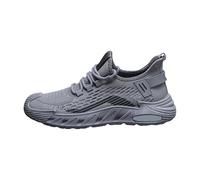 Knit Mesh Trainers For Men Summer Breathable Running Sneakers Comfortable Zero-Drop Sports Shoes With Air Cushion Wedge Casual Lace Up Walking Sneaker Lightweight Plain Athletic Shoes For Gym Jogging
