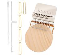 Knit Patch Loom Kit, 10 Hooks Knit Patch Darning Loom with Knitting Needles and Rubber Bands, Mini Wooden Knitting Machine, Easy to Use for Socks, Jeans, Ripped Clothes, DIY Crafts