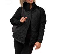 Knit Patchwork Puffy Jacket for Women - Stand Collar Long Sleeve Zip Quilted Jacket Winter Outerwear