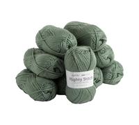 Knit Picks Mighty Stitch Green Wool Blend Yarn Pack for Crocheting | 10 skeins (1000g) of merino wool and acrylic blend worsted weight knitting yarn in Sage color