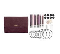 Knit Picks Options Wood Interchangeable Knitting Needle Set with Case and Stitch Markers (Royal Purple)