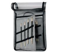 Knit Pro Karbonz Interchangeable Needle Starter Set, Black and Grey fabric Case
