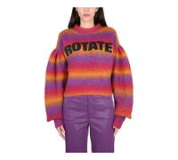 Knit Puff Sleeve Logo Cropped Jumper - female - ROTATE Birger Christensen - Round-neck Knitwear - Multicolor - M - Knitwear M