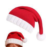 Knit Santa Hat Santa Knitted Red Hat with Pom-pom