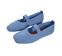 Knit Square Toe Mary Jane Flats Size 6.5 Womens Knitted Ballet Flats with Elastic Strap Lightweight and Breathable Ankle Strap Slip on Business Office Work Dress Shoes Light Blue Gift