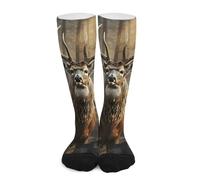 Knit Stockings Deer Hunting Season Comfy Long Boot Stocking Funny Boot Socks For Outdoor Winter Walking 50Cm