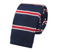 Knit Ties for Men Vintage Business Smart Casual 2" Skinny Stripe Knit Tie Striped Necktie - Various Patterned - blue - One size