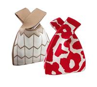 Knit Tote Bag Mini Cute Wristlet Handbag Knot Wristlet Knitted Bag 2 Pieces Women's Pocket Handbags, Mix8