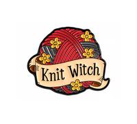 Knit Witch Enamel Pin Badge 2.5 x 3cm - Funny Knitting Gift for Knitters, Crochet and Yarn Lovers, Crafting Novelty Lapel Pin, Knitting Accessories, Crafter Gift for Mum Grandma Friends