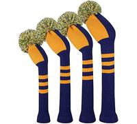 Knit Woods Golf Head Covers, Set of 4, Orange Striped, Fit Driver (460CC) Fairways hybrid/UT. Soft and Elastic, Decorative Your Golf Bag to Make It Stand Out