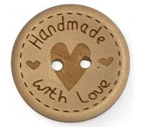 KnitForLess 25mm Handmade with Love Wooden Sewing Buttons, 2 Hole, Knitting (25)