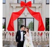 Knitgrip 118x28 Inch Extra Large Valentine's Day Tree Topper Bow Wedding Giant Satin Bow Decoration with Long Streamers Huge Oversized Topper Decor for Tree Holiday Party Door Wall(Red,Satin)